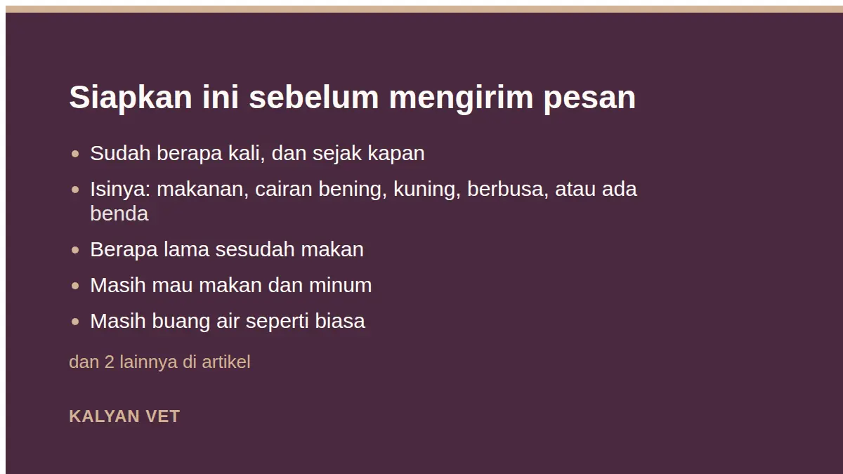 Siapkan ini sebelum mengirim pesan pada Anjing muntah, dan bedanya dengan muntah pada kucing