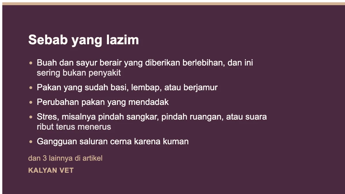 Sebab yang lazim pada Burung mencret, dan kenapa sebagian besarnya bukan mencret