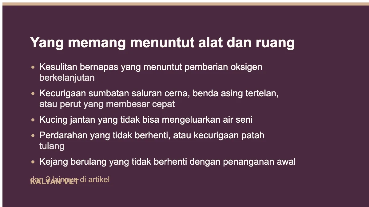 Yang memang menuntut alat dan ruang pada Kapan hewan perlu dirujuk ke fasilitas, dan kenapa itu bukan kegagalan
