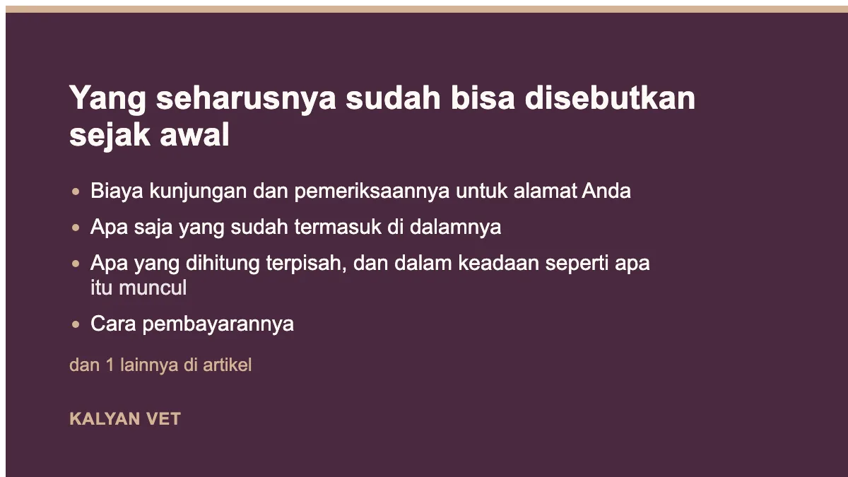 Yang seharusnya sudah bisa disebutkan sejak awal pada Kenapa dokter sering tidak bisa menyebut harga sebelum memeriksa