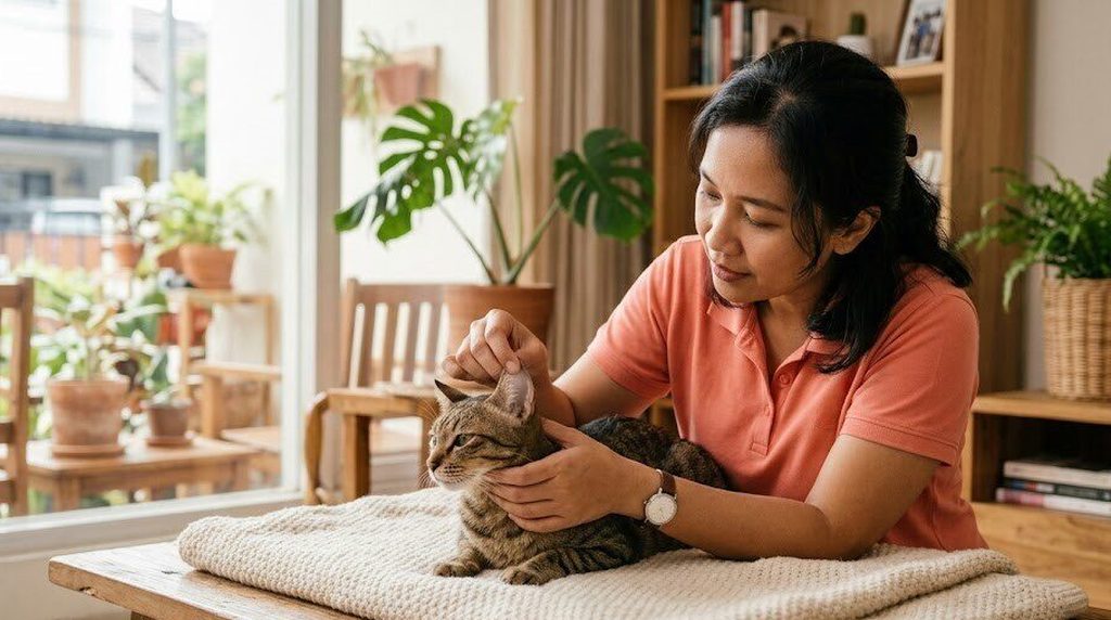 Membersihkan telinga kucing (ear cleaning): kapan perlu dan caranya
