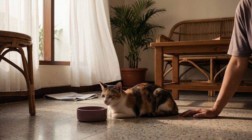 Kucing mencret dan muntah bersamaan