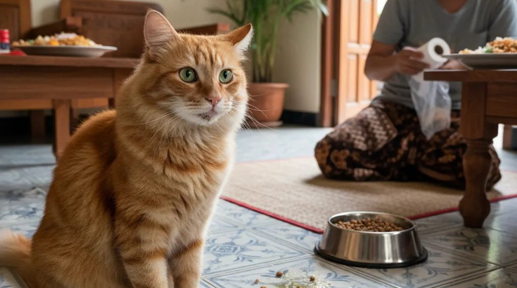 Kucing muntah tapi masih mau makan, kapan perlu diperiksa