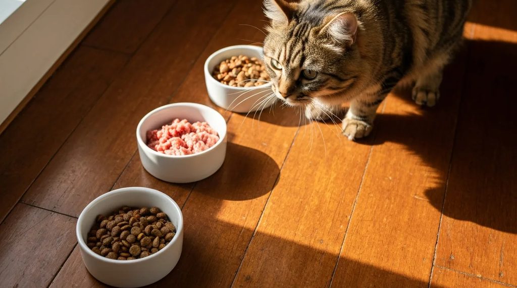 Rekomendasi makanan kucing: memilih dry food, wet food, atau raw