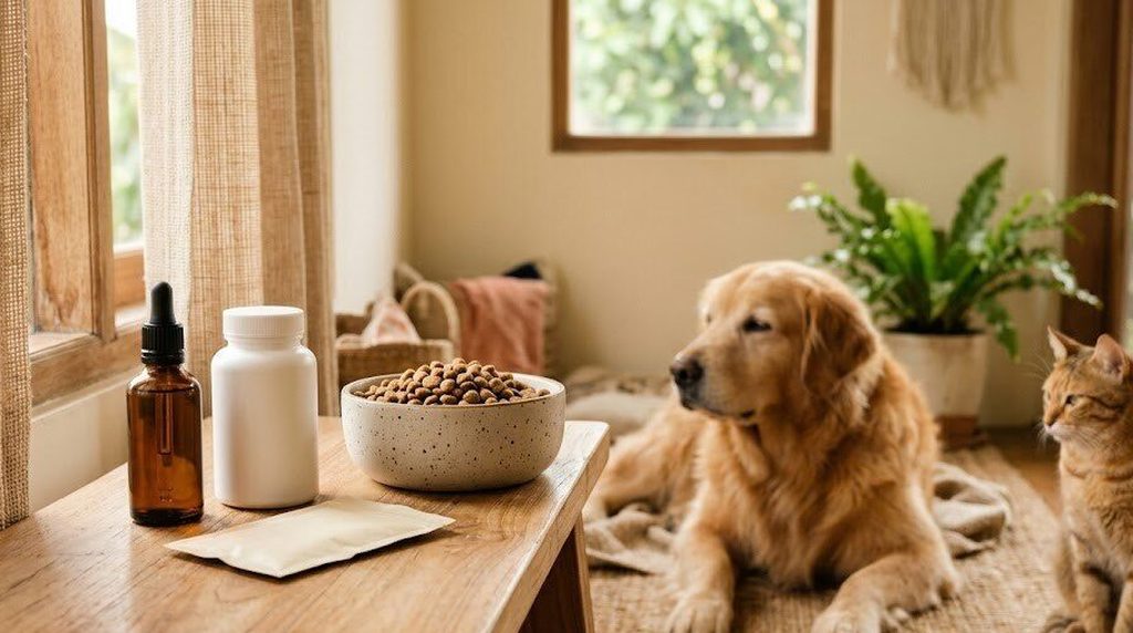 Suplemen omega-3, glukosamin, dan probiotik untuk anjing dan kucing