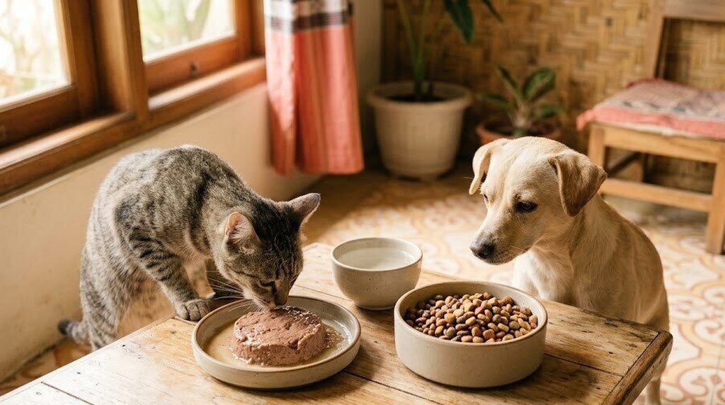 Wet food vs dry food untuk kucing dan anjing: mana yang dipilih
